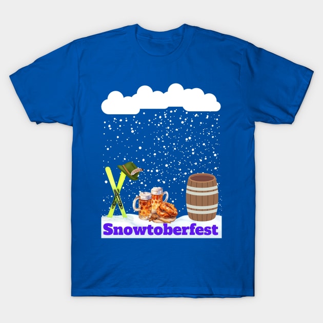 Funny Oktoberfest snow pun beer and pretzel for ski lovers T-Shirt by Artstastic